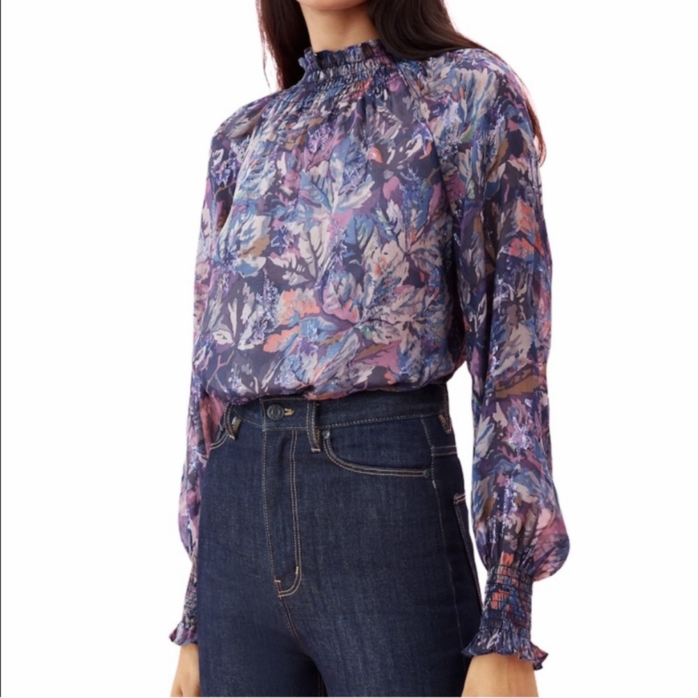 [Rebecca Taylor] Givernet Fleur Smocked Top Size 0